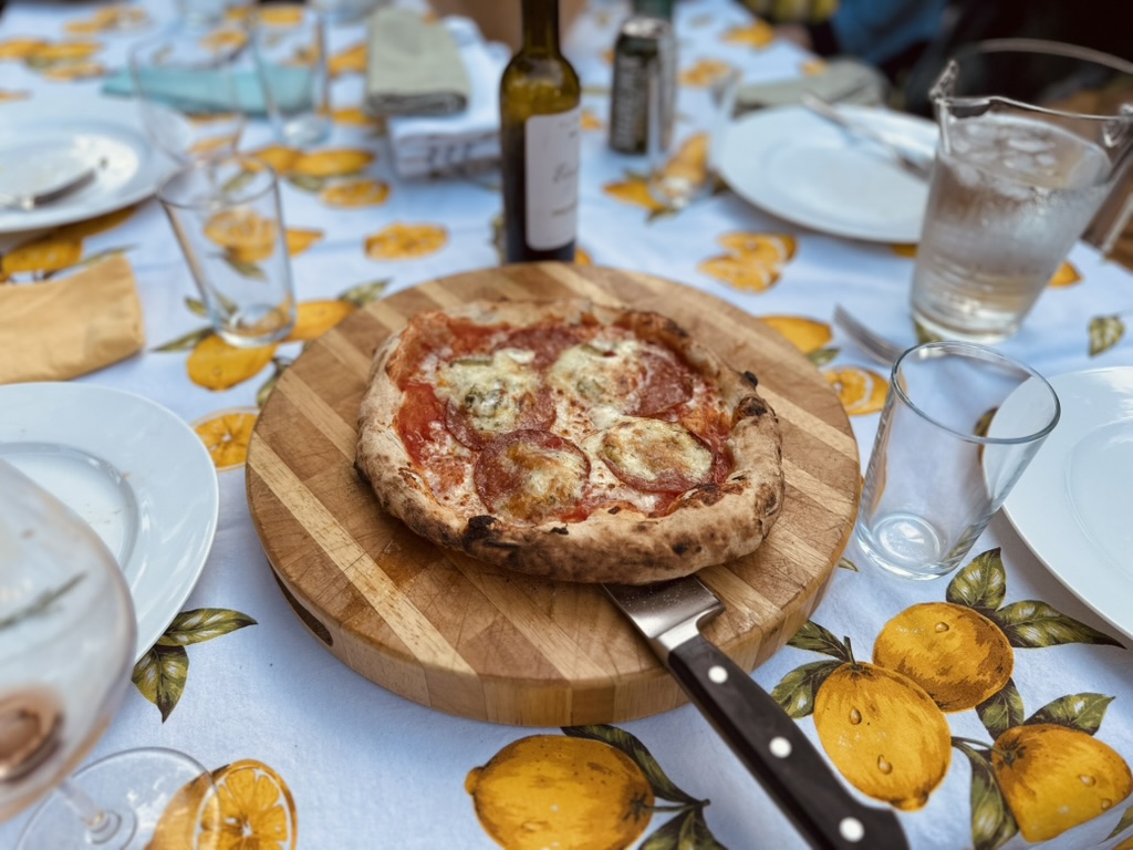 Neapolitan pizza fresh from the oven